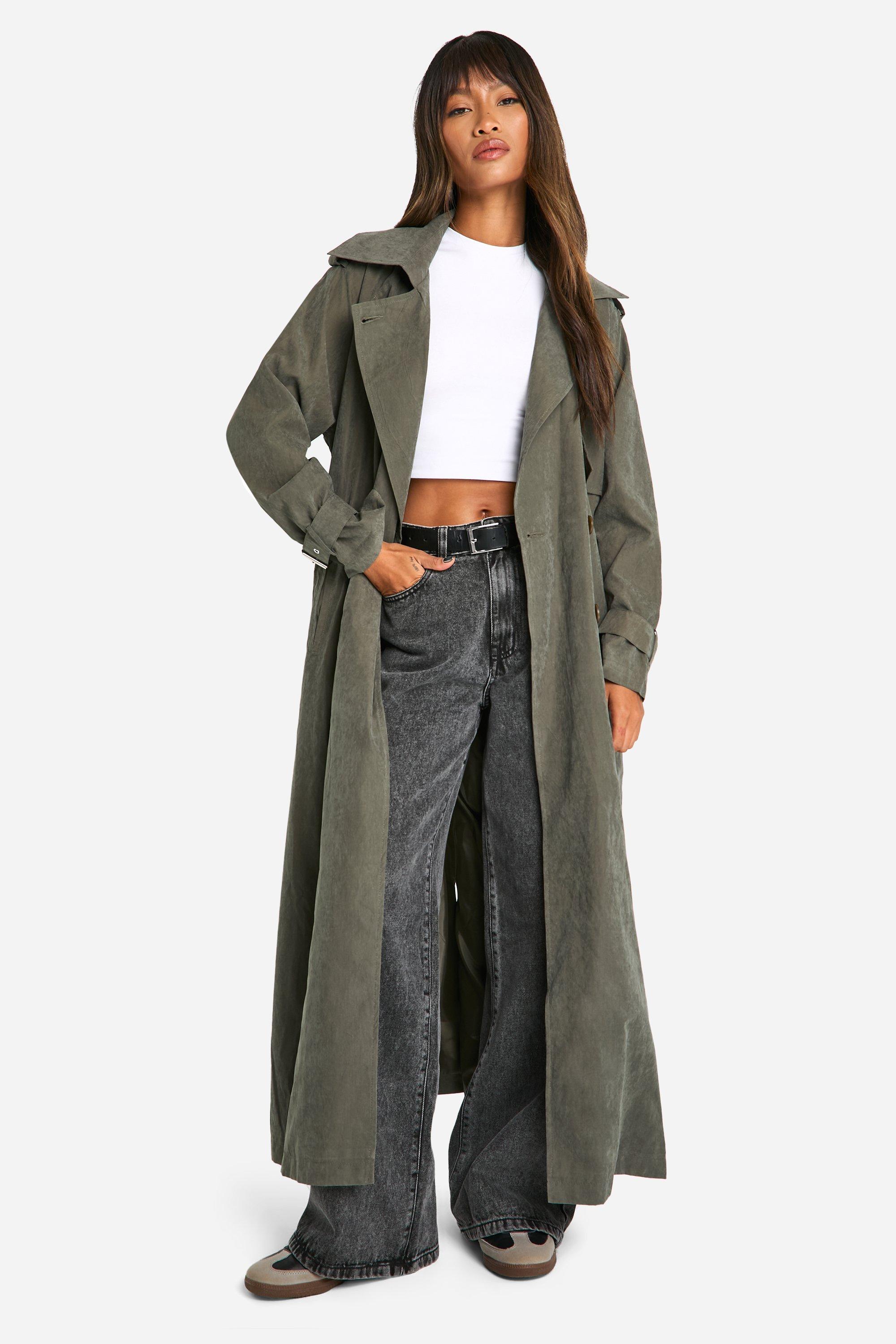 Peached Oversized Double Breast Trench Coat boohoo UK